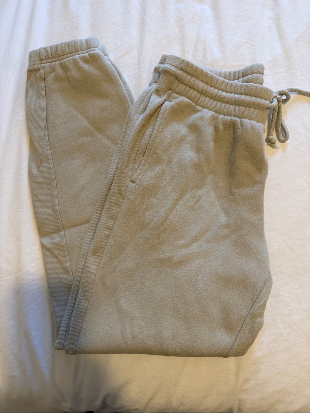 Aritzia Tna CozyAF Fleece Sweatpants in Light Taupe Gray